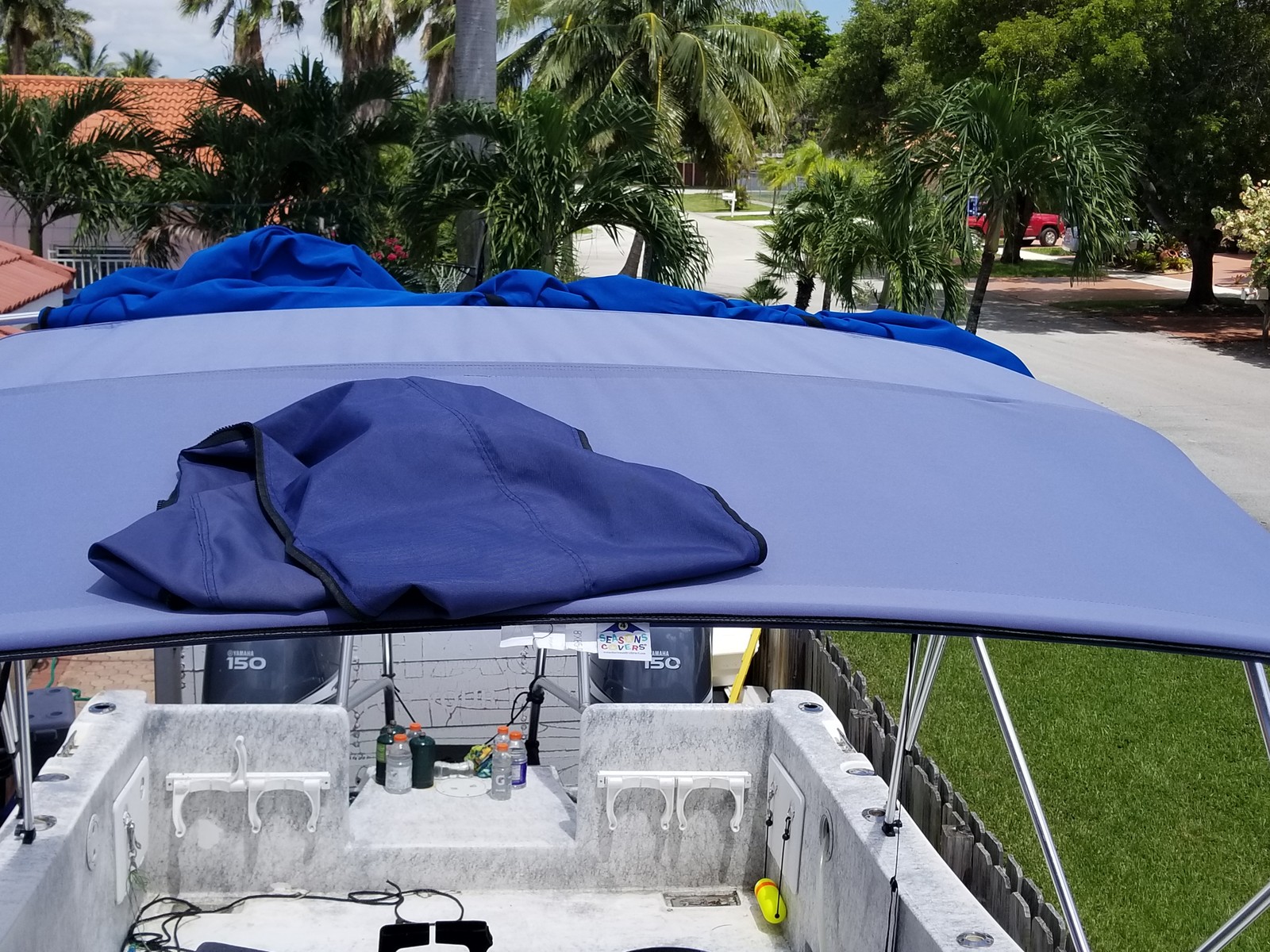 Bimini Top Boat Cover 4 Bow 54" H 85" 90" W 8 ft. L. Solution Dye