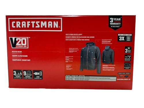 Pre-owned Craftsman 20v Men's Hybrid Heated Jacket 3xl Gray W/battery Cmxcgraj10gd1-3x