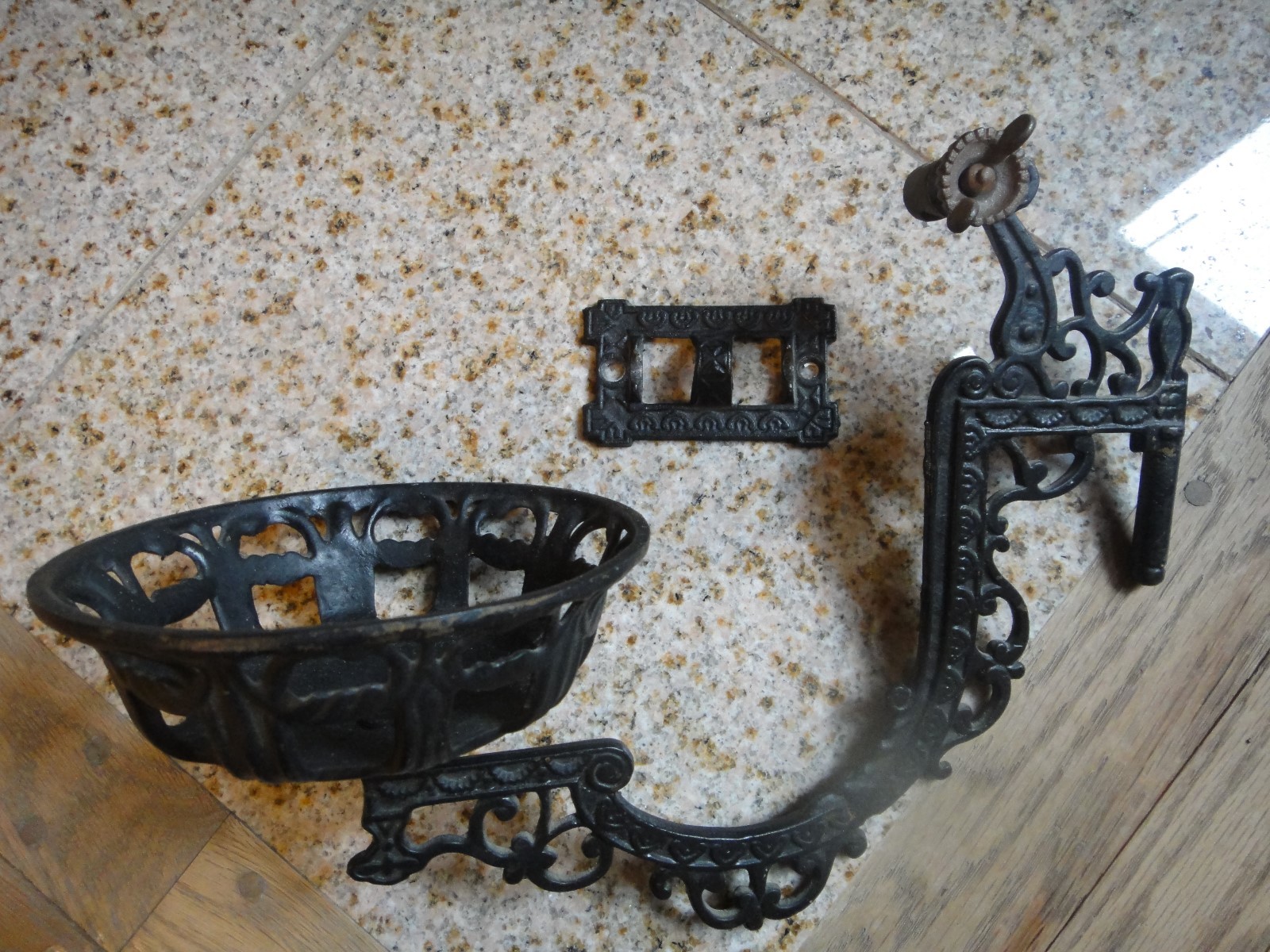 Vtg. Wrought Iron Oil Lamp Holder/Wall Sconce Dr. Lamp