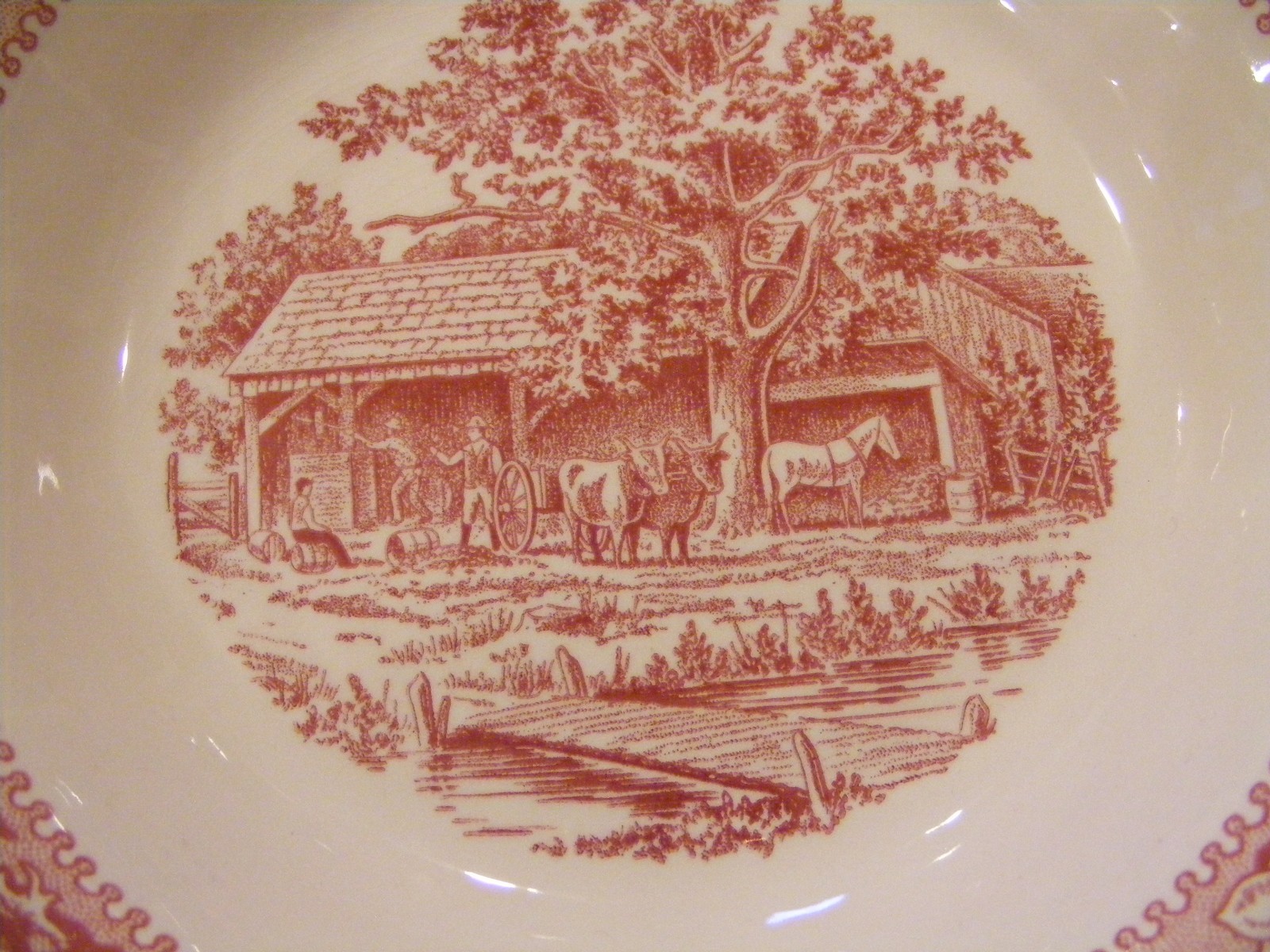 Royal Ironstone China Memory Lane 8 1/2” Soup/Small Serving Bowl 1965 Red Trans