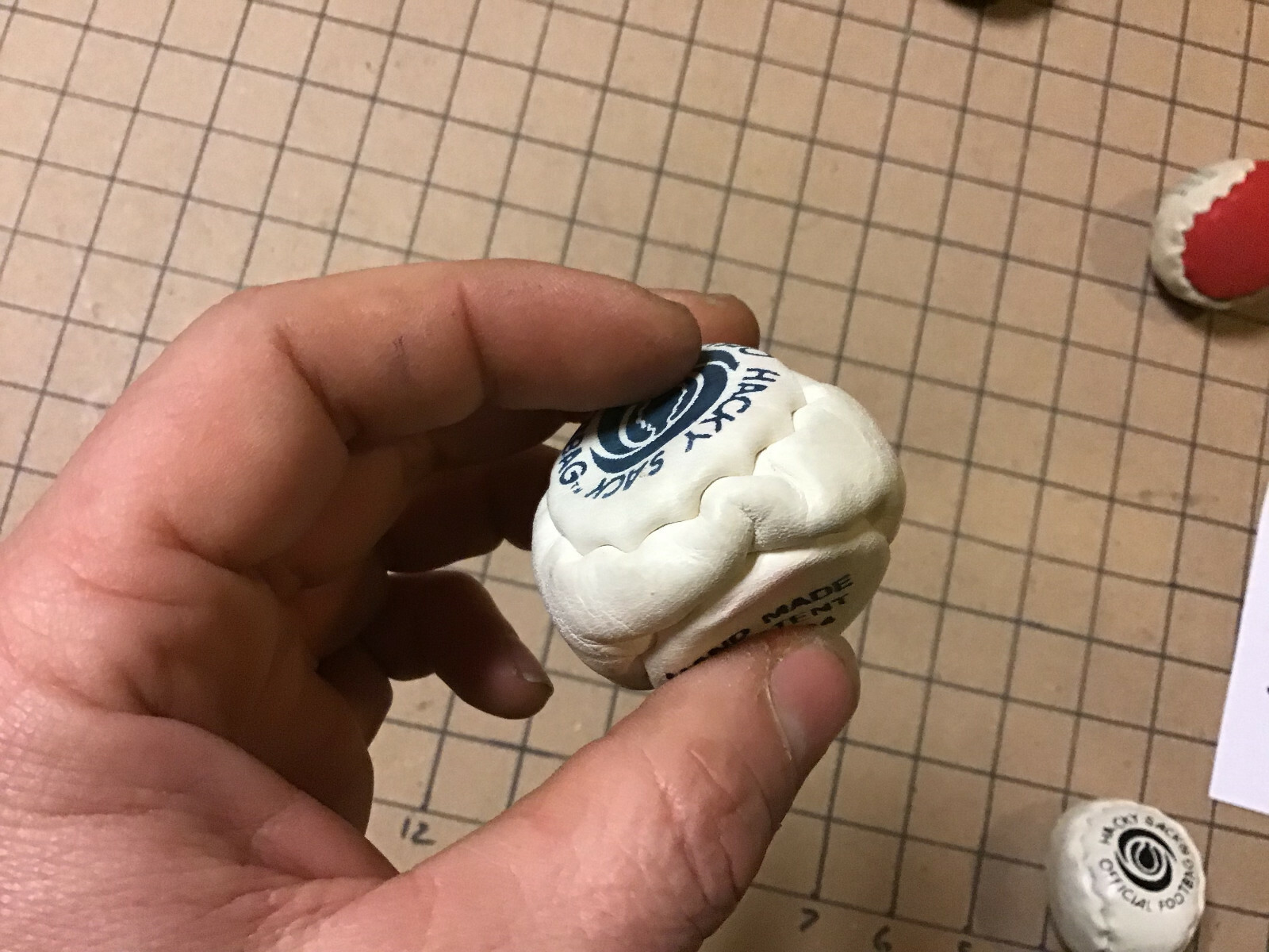 Vintage HACKY SACK; Rick Koffman collection:  2 panel WHITE little WEDGE Shape