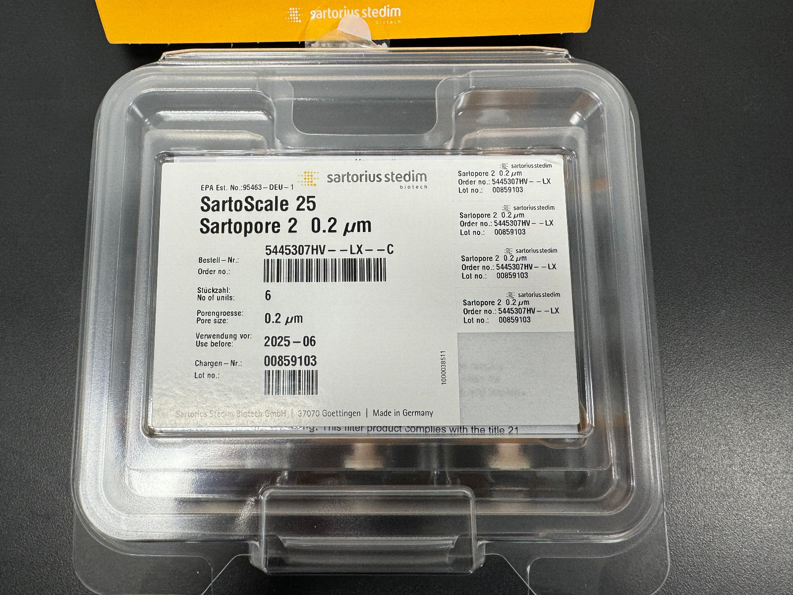 Sartorius SartoScale 25 Sartopore 2, 0.2 um 5445307HV--LX--C Sartorius SartoScale 25 Sartopore 2, 0.2 um 5445307HV--LX--C