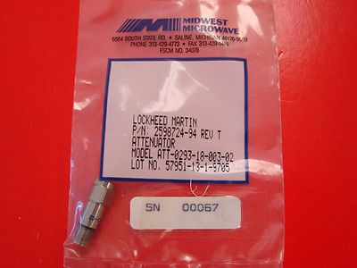 Midwest Microwave 18dB Fixed Attenuator DC-4GHz, 2W, ATT-0293-18-003-02, SMA