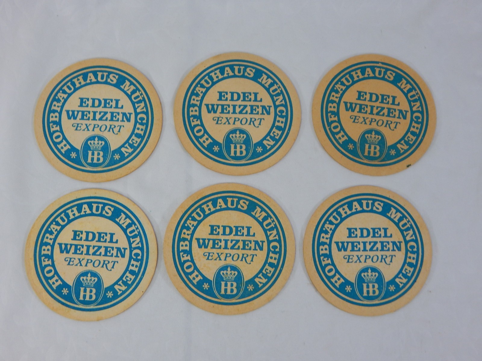 6 Vtg Beer Coasters Hofrauhaus Munchen Germany Edel Weizen Export ML