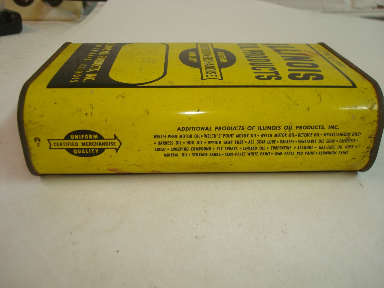 Vintage Illinois Oil Products Linseed Oil Can, Rock Island, Illinois