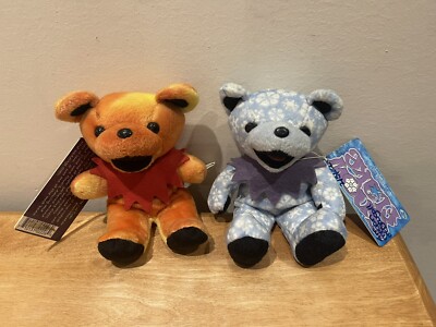 2 Grateful Dead Liquid Blue Bean Bag Bears, Sunshine & Snowflake, NWT EUC