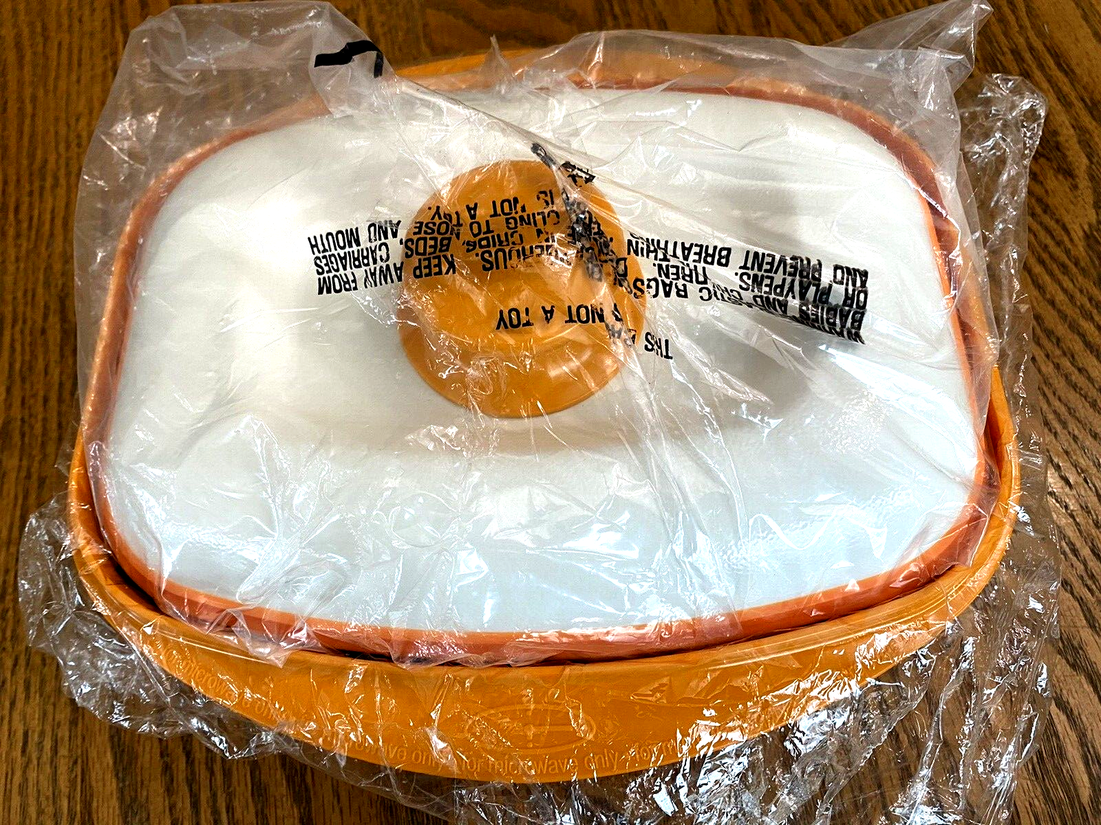 Brand New COOKER DISH FOR MICROWAVE OVEN ONLY Orange & White Made in Korea~NEW
