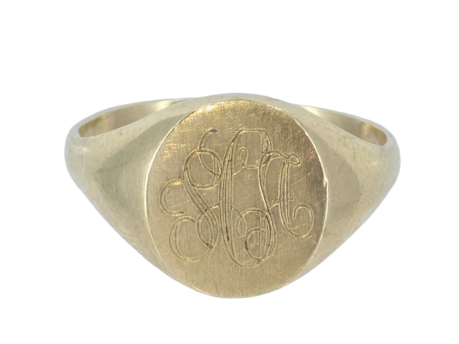 ANTIQUE VICTORIAN ENGRAVED INITIALS SOLID 10K GOLD  RING sz 7.5  / 2.5g