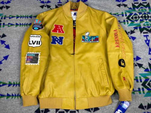 Starter x Michael Strahan MSX BNWT Super Bowl LVII Arizona Leather Bomber Jacket | eBay Starter x Michael Strahan MSX BNWT Super Bowl LVII Arizona Leather Bomber Jacket | eBay