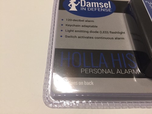 Damsel In Defense Holla His Personal Alarm Keychain Flashlight Blue New