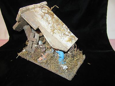 Vintage Nativity Stable Set - Mary,Joseph,Baby Jesus,Cows,Sheep,Donkey - Italy