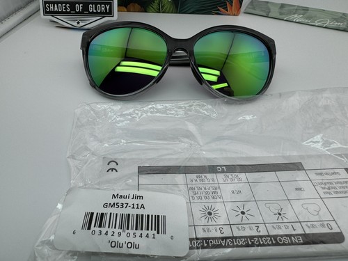 Pre-owned Maui Jim Olu Olu Mj 537-11a Grey Fade W/ Maui Green Polarized Sunglasses
