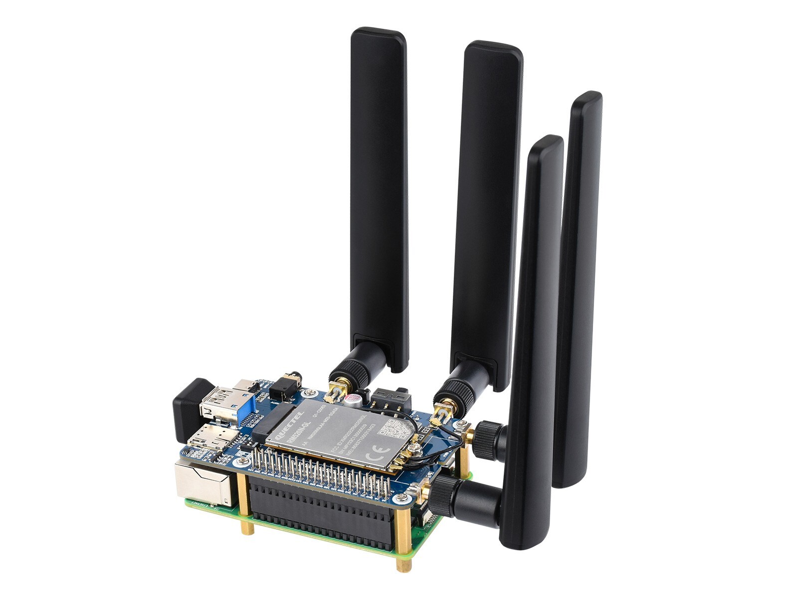 Waveshare RM520N-GL 5G HAT for Raspberry Pi w/Case Quad