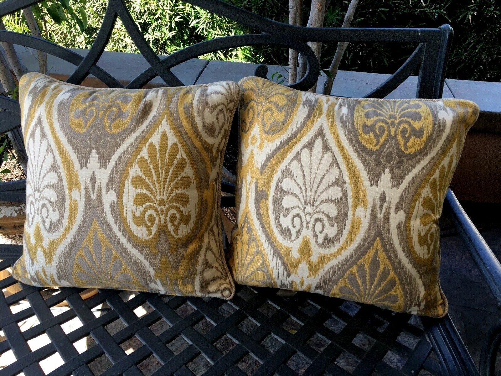 Set Of 2 Sunbrella Yellow Throw Pillows 16x16 Indoor Outdoor Gimmu