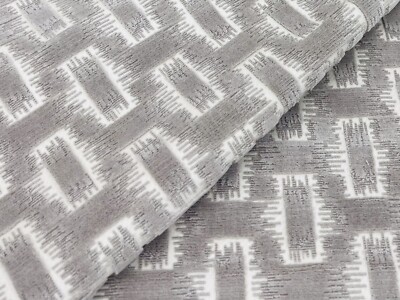 Brunschwig & Fils Geometric Cut Velvet Fabric- Chambord Velvet / Smoke 0.95 yds
