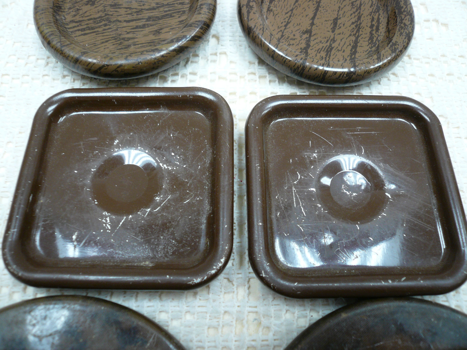 Vtg Lot 11 Furniture Caster Floor/Scratch Protectors Metal 2/Carpet Loop Bottom