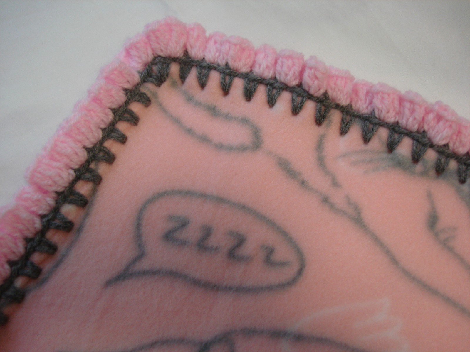 Clearance-Kitty Cat Blanket -Fleece with hand crocheted border- Free Shipping