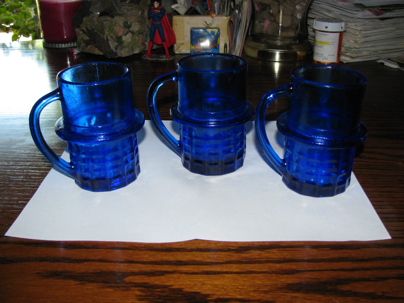 Vintage MR PEANUT - Blue Depression Glass Mug!!  Planters Great Shape!!