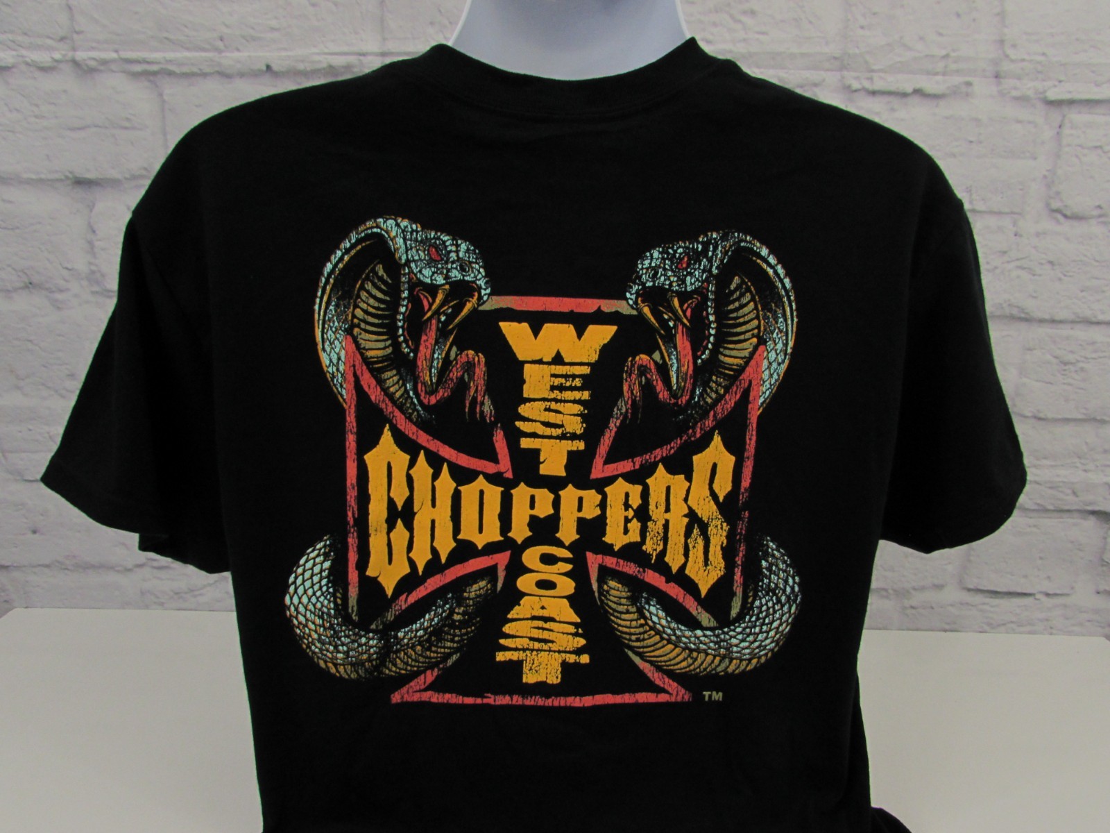 West Coast Choppers Black T Shirt Motorcycle Cross Tattoo
