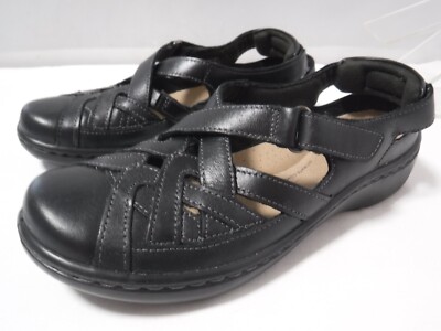 G15 Clarks Women's Cora Dream Woven Loafer Flat Leather Black Fishermen Size 5.5