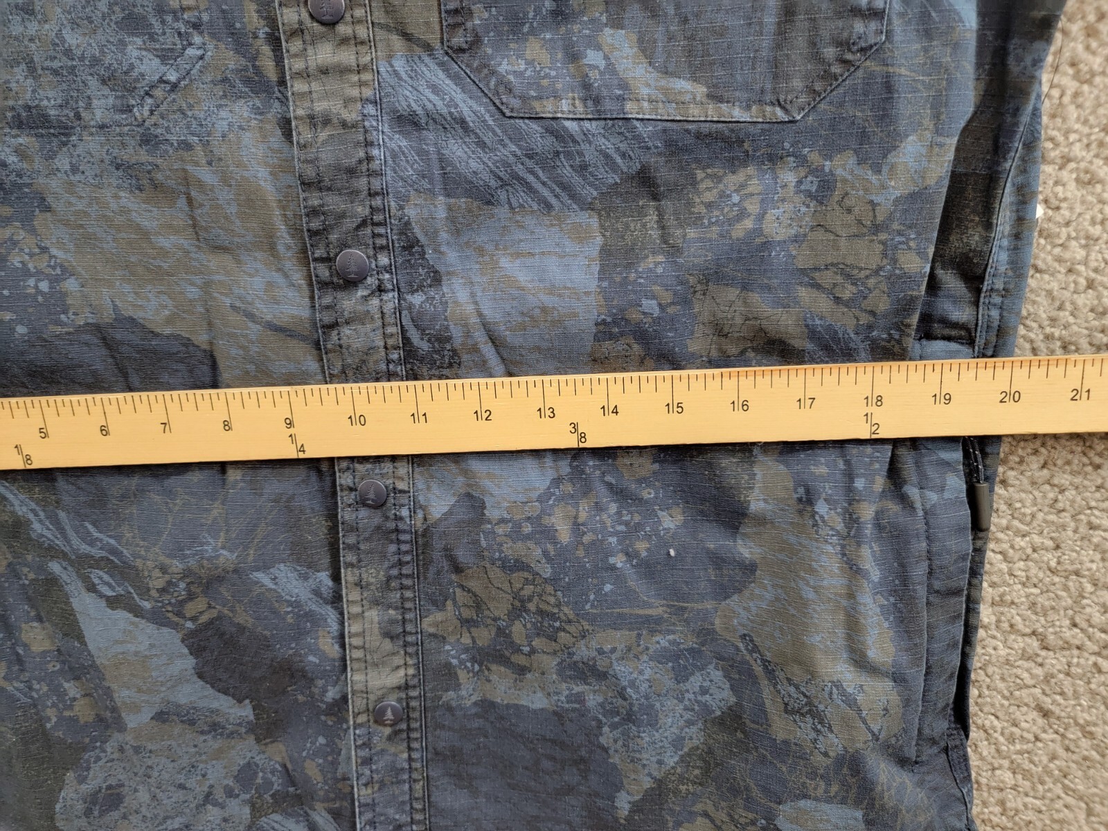 Bass Outdoor Ripstop Utility Shacket Men's S Navy Blazer Rock Camo Snap Closure - Picture 7 of 19
