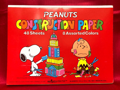 NEW VINTAGE PEANUTS CONSTRUCTION PAPER - 9'' X 12''/48 SHEETS/8 COLORS