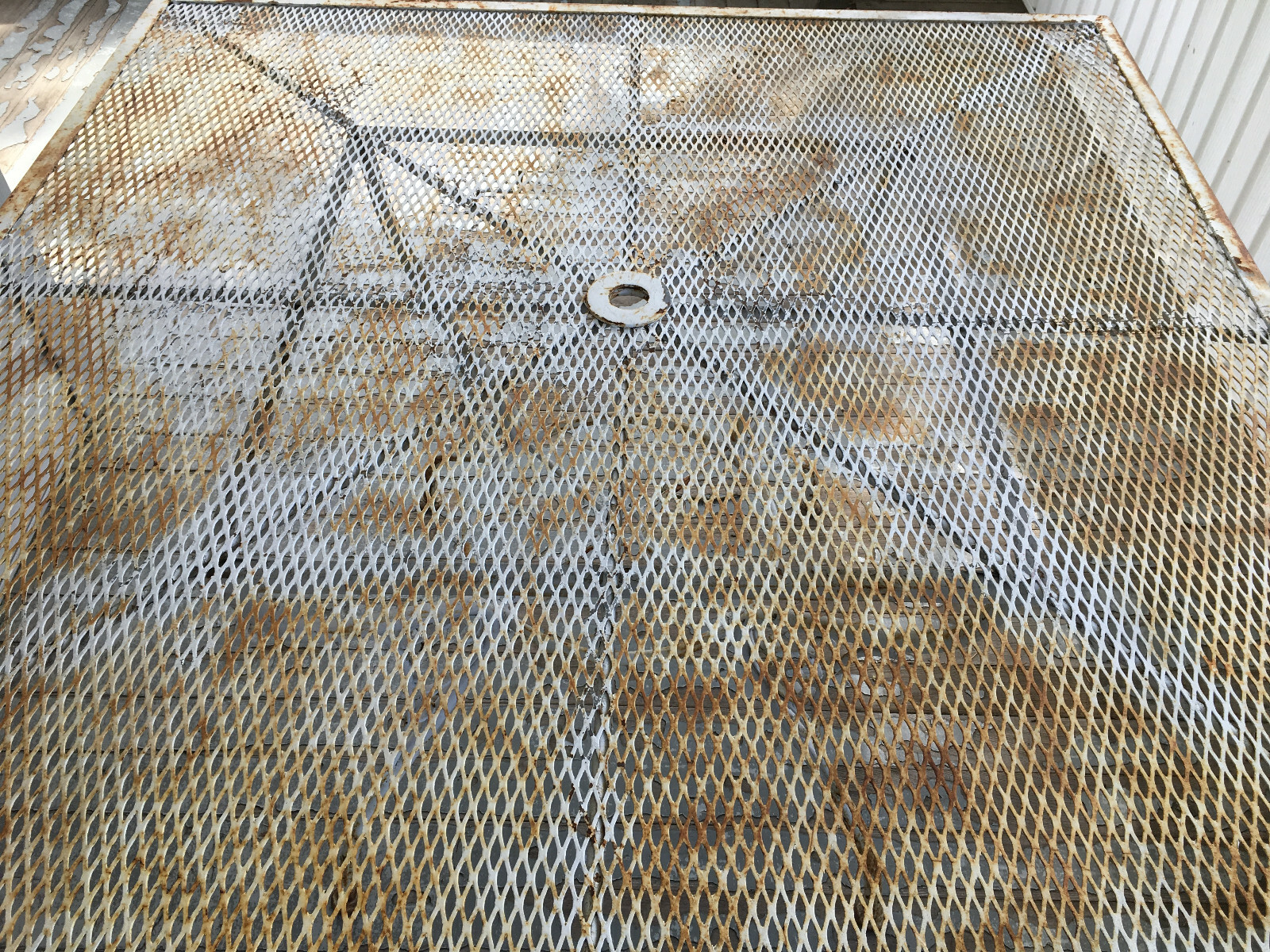 Antique Shabby 1800s Wrought Iron Table Mesh Top