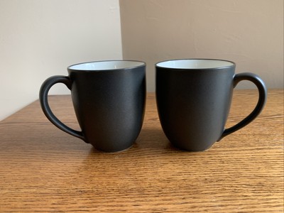 SET OF 2 Noritake COLORWAVE GRAPHITE 4'' Mugs Coffee Cups; Excellent Condition