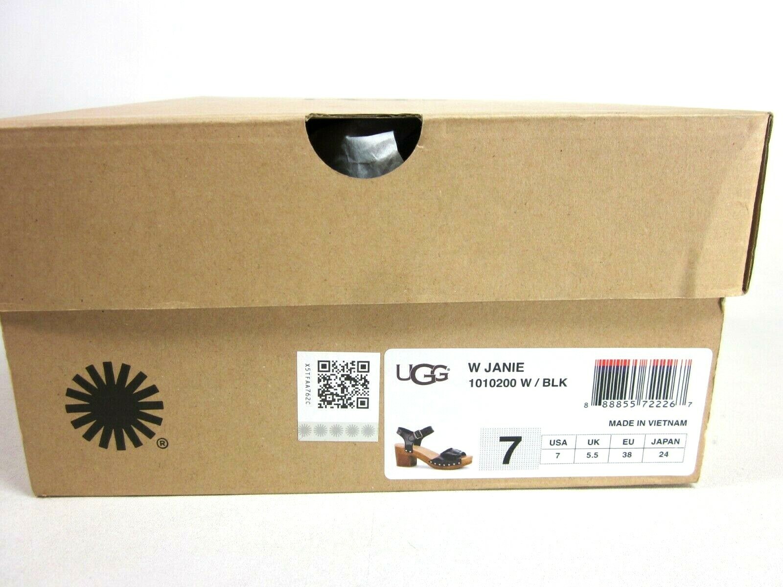 Pre-owned Ugg Australia Women's Janie Heel Sandals,black,us Size 7,eur 38 M,new In Box