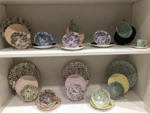 Shelley Footed Oleander Chintz & Miniature Cup & Saucer & Plate Will Separate