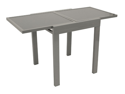 Gartentisch Ausziehtisch Balkontisch Glastisch AMALFI Alu Glas, 130x65cm, grau