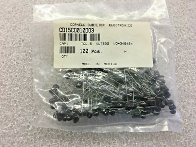 (50 PIECE LOT) CD15CD010DO3, CORNELL, CAP MICA 1PF 0.5PF 500V RADIAL