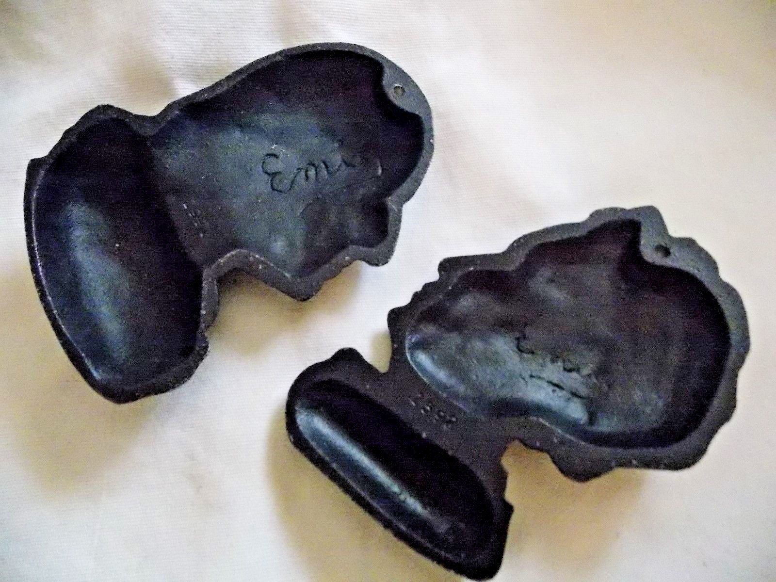 2 Cast Iron Figures by Emig - George and Martha Washington Wall Plaques signed