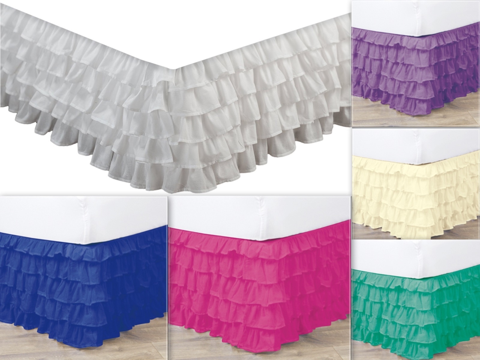 Empire Pleated Ruffle Bed Skirt Solid Dust Ruffle All Sizes 
