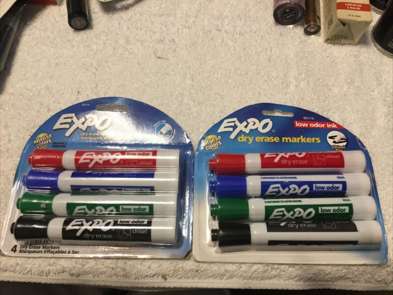 EXPO (2 Pack) Low-Odor Dry Erase Markers, Chisel Tip, Assorted Colors, 4-Ct Ea