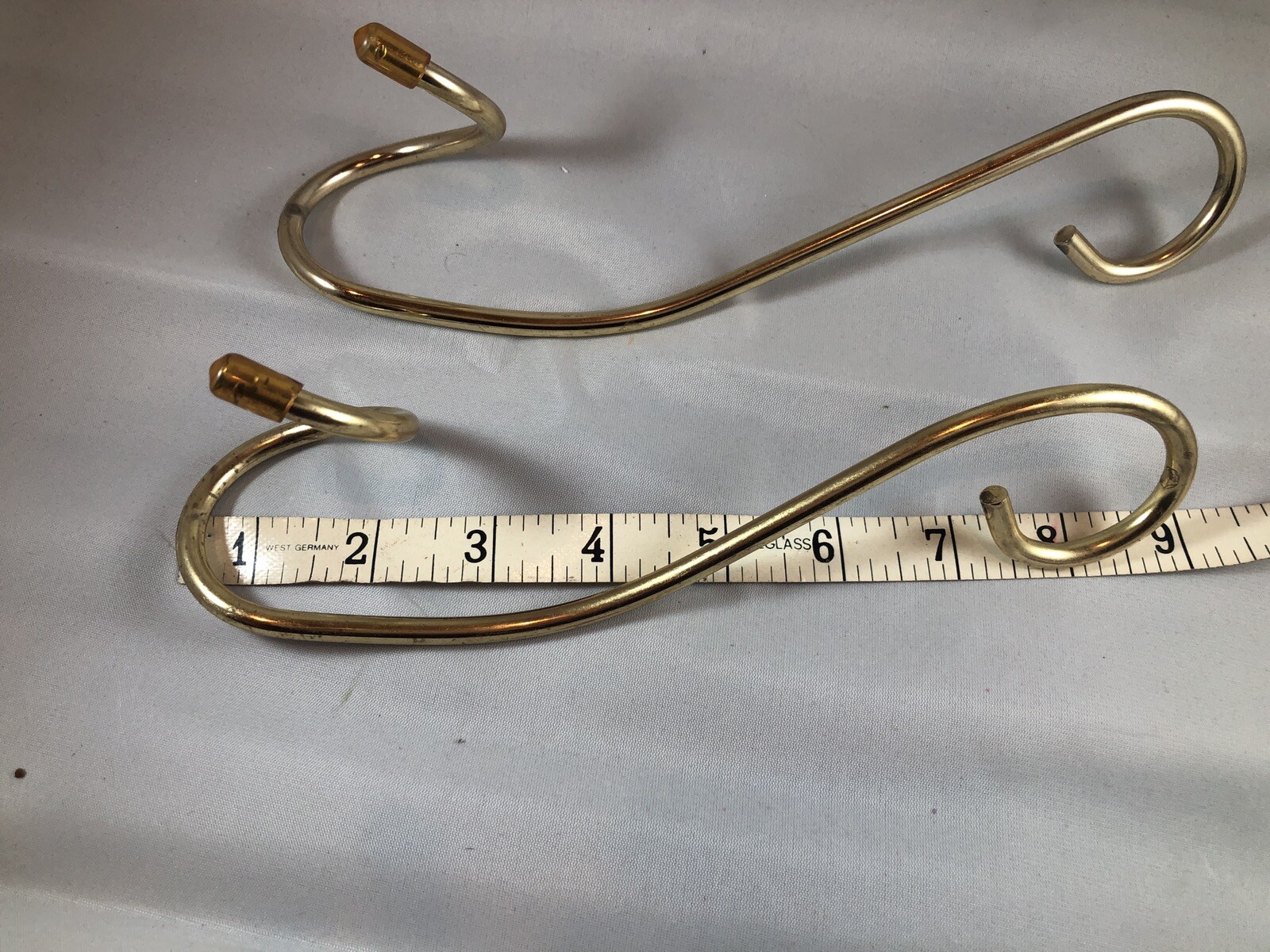 2 Vintage Tension Pole Plant Hanger Arms Hooks Gold Tone Mid Century