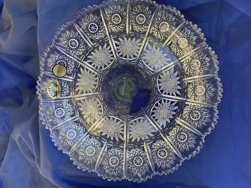 VINTAGE BOHEMIA HAND CUT QUEEN LACE 24% LEAD CRYSTAL ROUND
