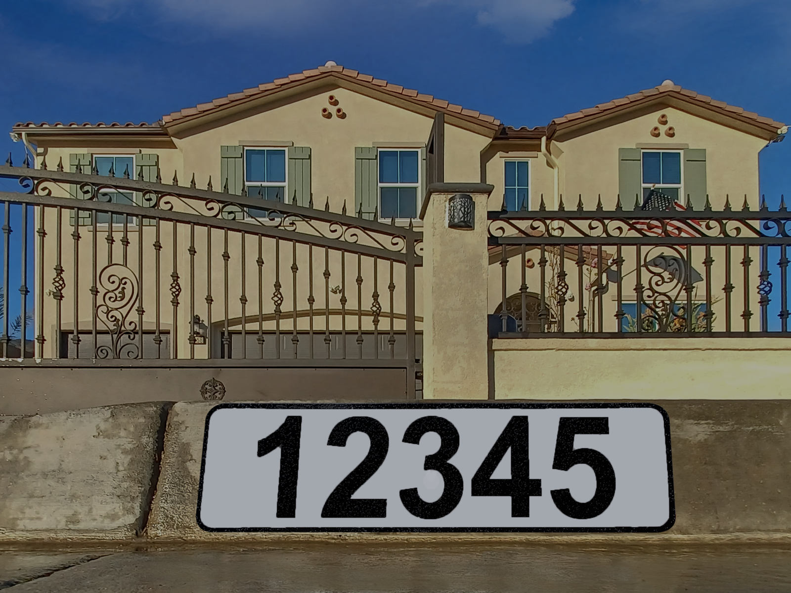 Custom Reflective House number Aluminum self-stick curb address sticker