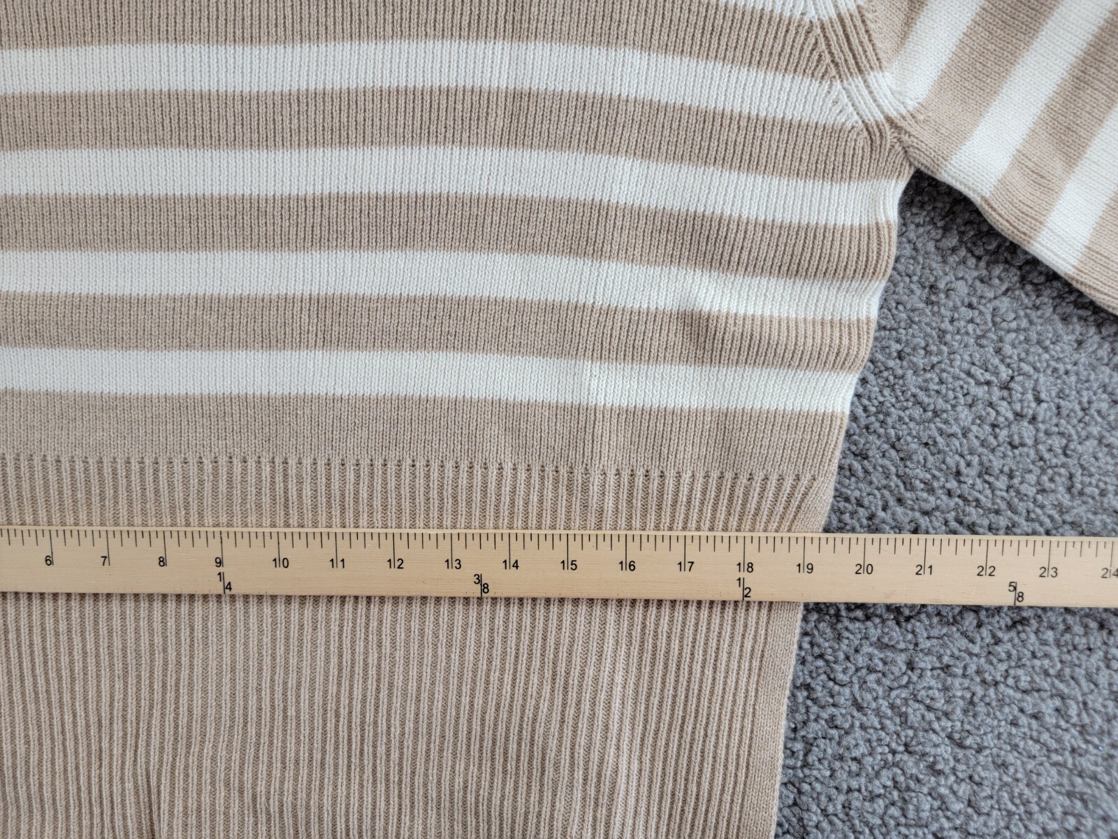 Rails 1/4 Zip Striped Pullover Sweater Women's XS Sand Stripe Merino Wool Blend - Picture 7 of 17