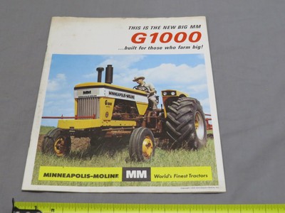 vintage Minneapolis Moline G1000 Tractor Sales Brochure 1965 original 16pgs