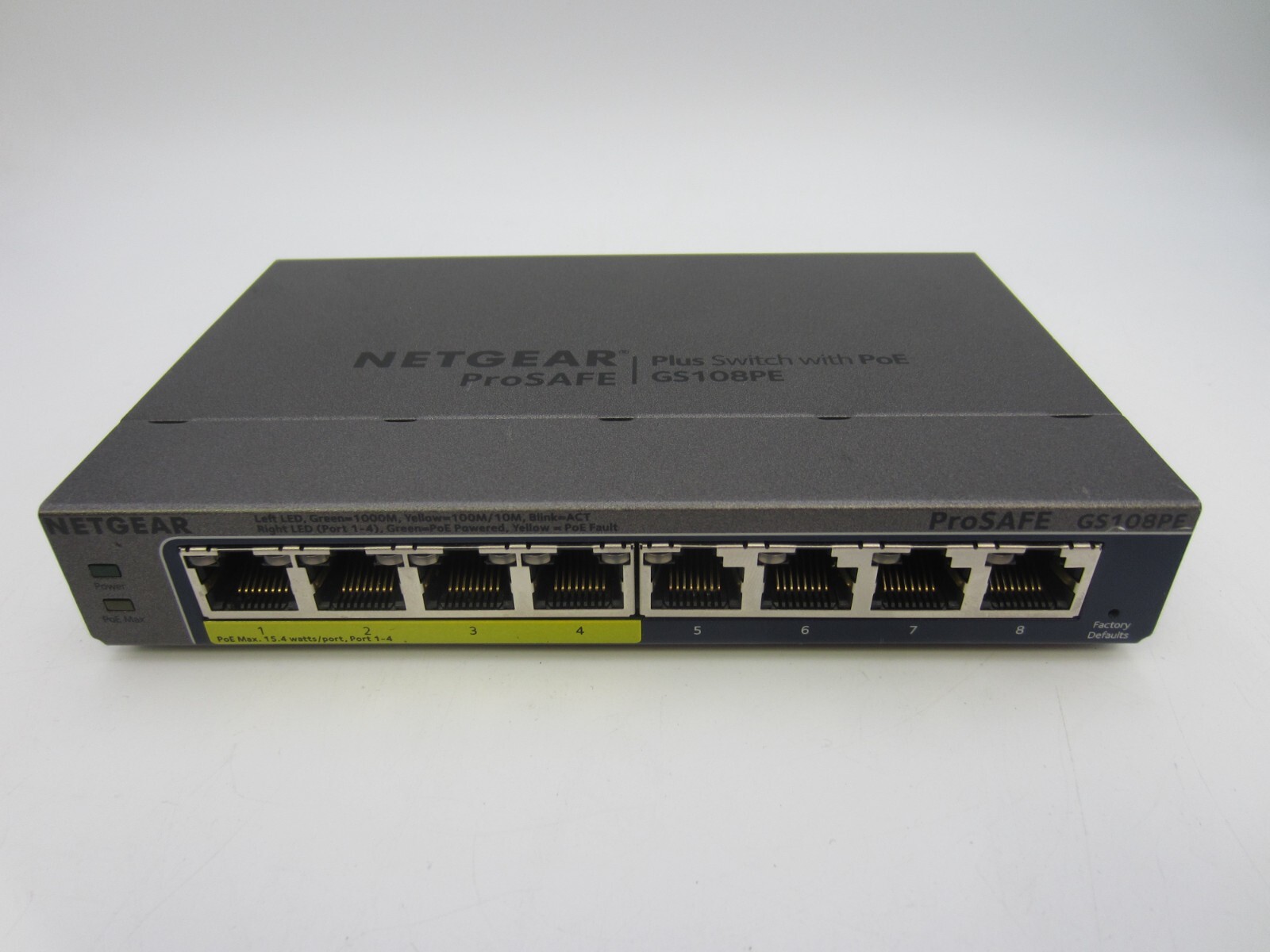 Netgear ProSafe 8-Port Gigabit Ethernet Switch GS108PEv3 4-PoE Ports w/o PSU | eBay Netgear ProSafe 8-Port Gigabit Ethernet Switch GS108PEv3 4-PoE Ports w/o PSU | eBay