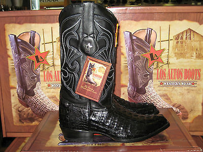 Pre-owned Los Altos Boots Los Altos Women Black Genuine Crocodile Tail Western Cowboy Boot (m) L091051