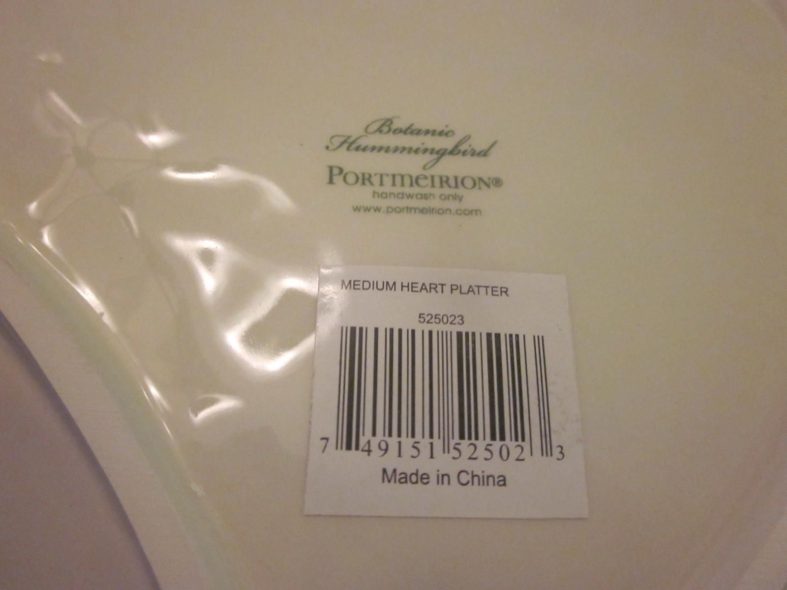 PORTMEIRION BOTONIC HUMMINGBIRD MEDIUM *HEART* PLATTER #525023 NEW in BOX