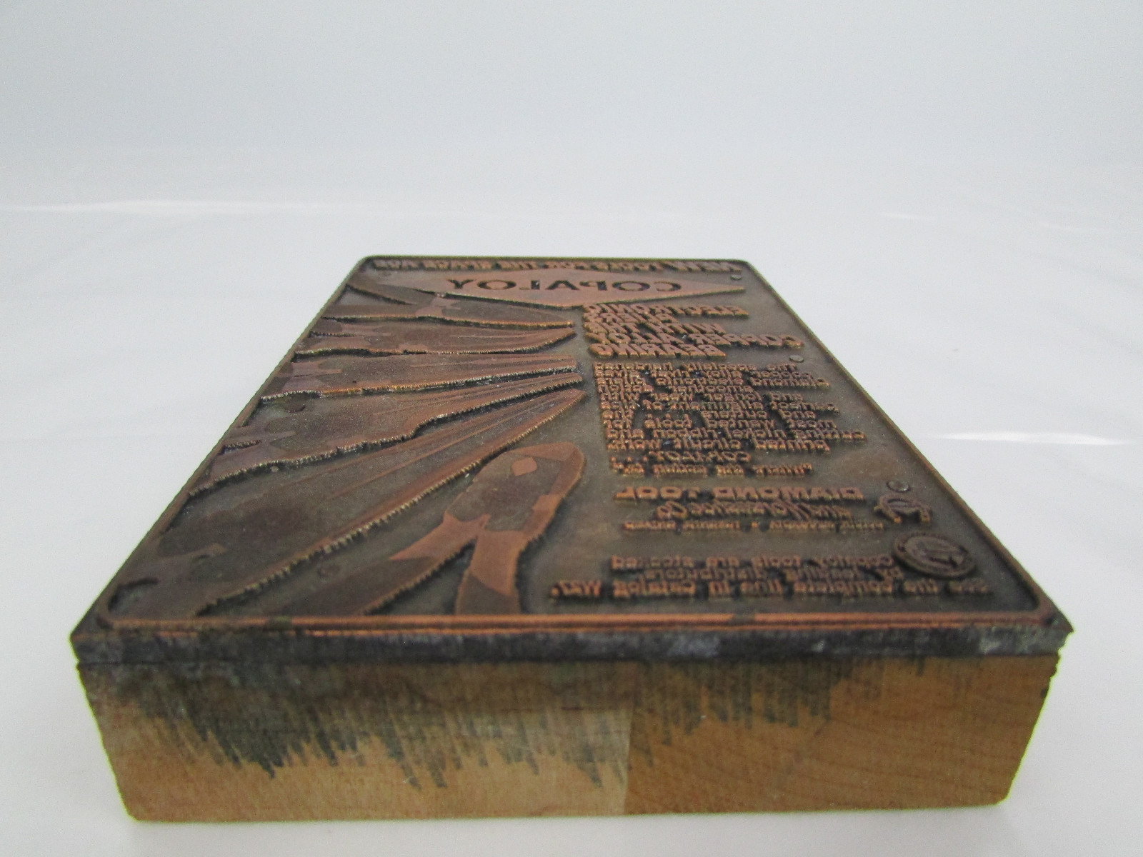 Vtg Letterpress Printing Block Diamond Tools Copaloy Pliers Advertising Duluth