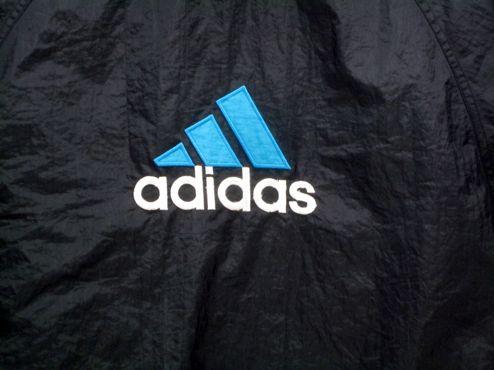 ADIDAS Youth Large (18-20) Black White Teal Blue Full Zip Up Insulated Jacket