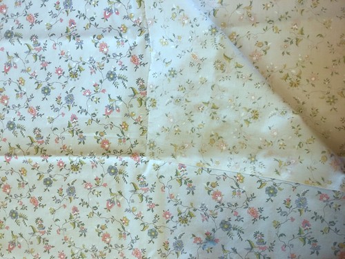 Vintage Light Blue Chintz Floral Fabric 2 2/3 Yards