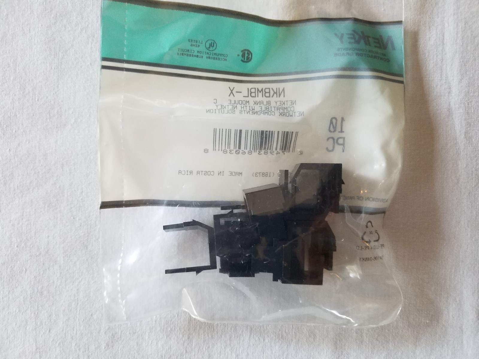 NKBMBL-X Panduit NetKey Blank Module Black - Bag of 10