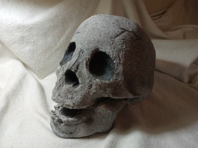 2 Piece Skull Realistic Full Human size Skull Concrete (379)