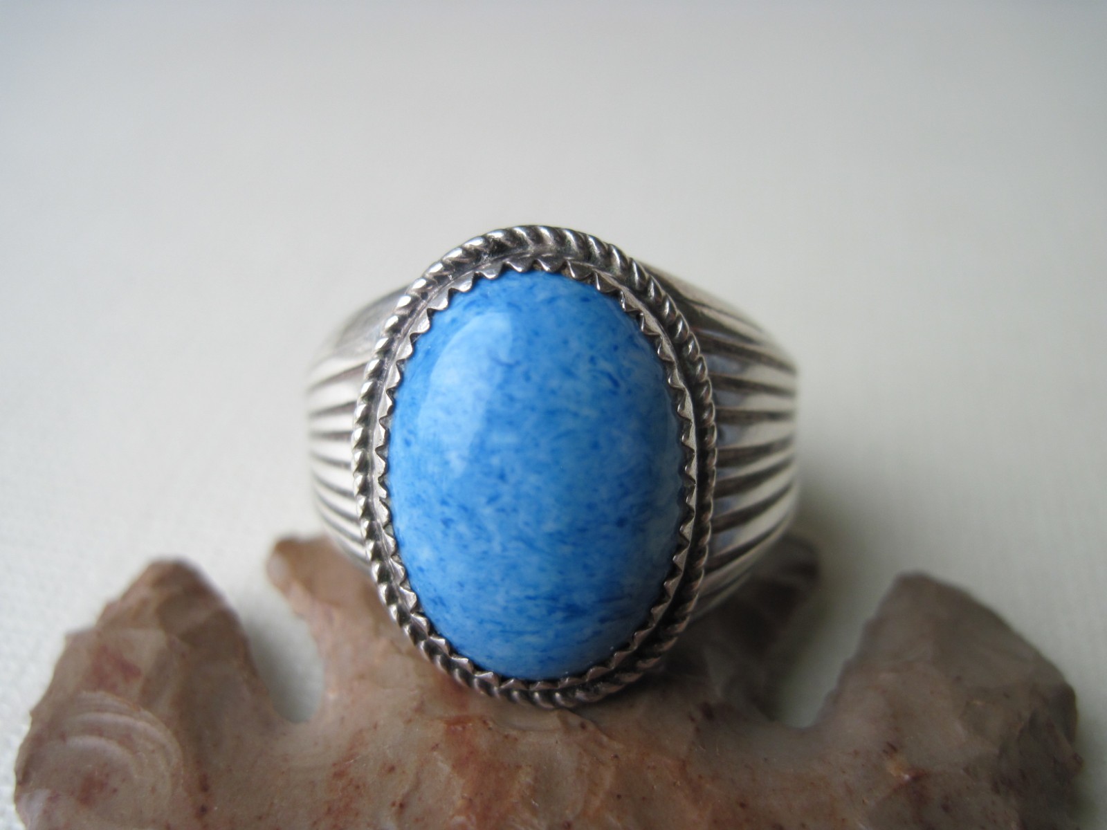 Vintage Navajo Denim Lapis & Sterling Silver Gentleman's Ring ~ Size 11.75