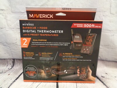 Maverick XR40 Wireless Digital Cooking Grilling BBQ Probe Meat Thermometer 500ft